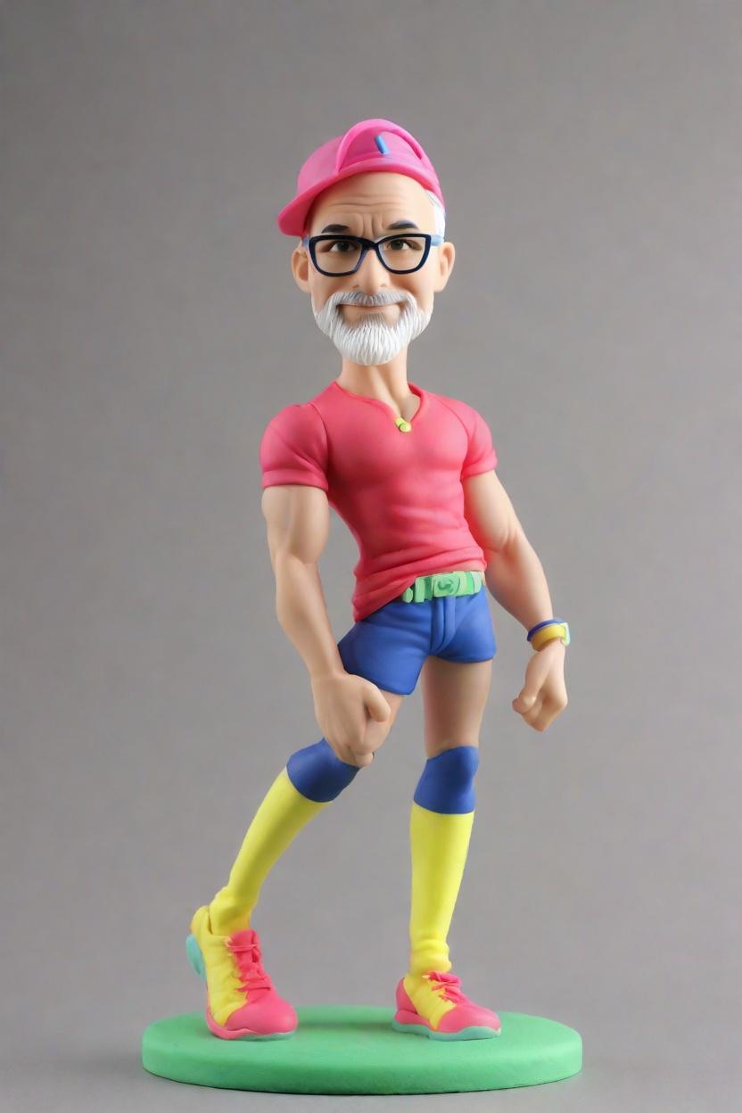Custom Fitness Flex Bobblehead,John Shares His Playful Workout Buddy