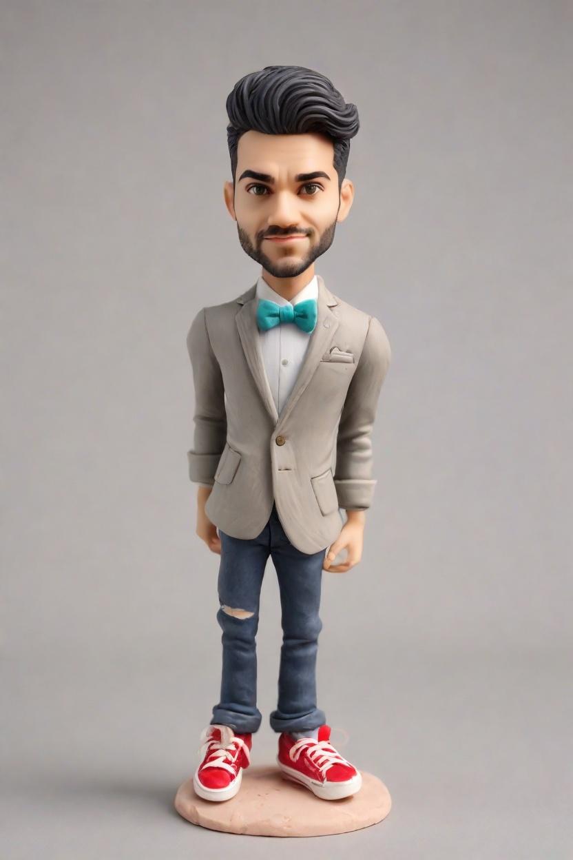 Casual Charm Custom Bobblehead,He Made His Own Bobblehead Doll in Velvet Blazer!