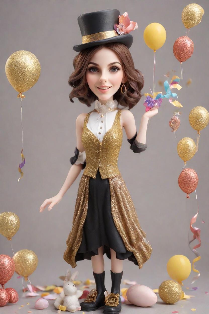 Cheerful Celebration Custom Bobblehead,She Created a Cheerful Confetti Popper Bobblehead!