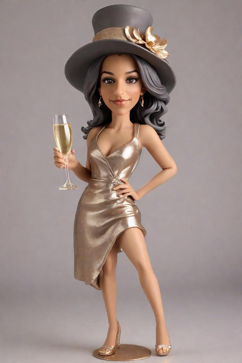 Custom Engagement Elegance Bobblehead,She Created Her Own Glamorous Bobblehead Doll!