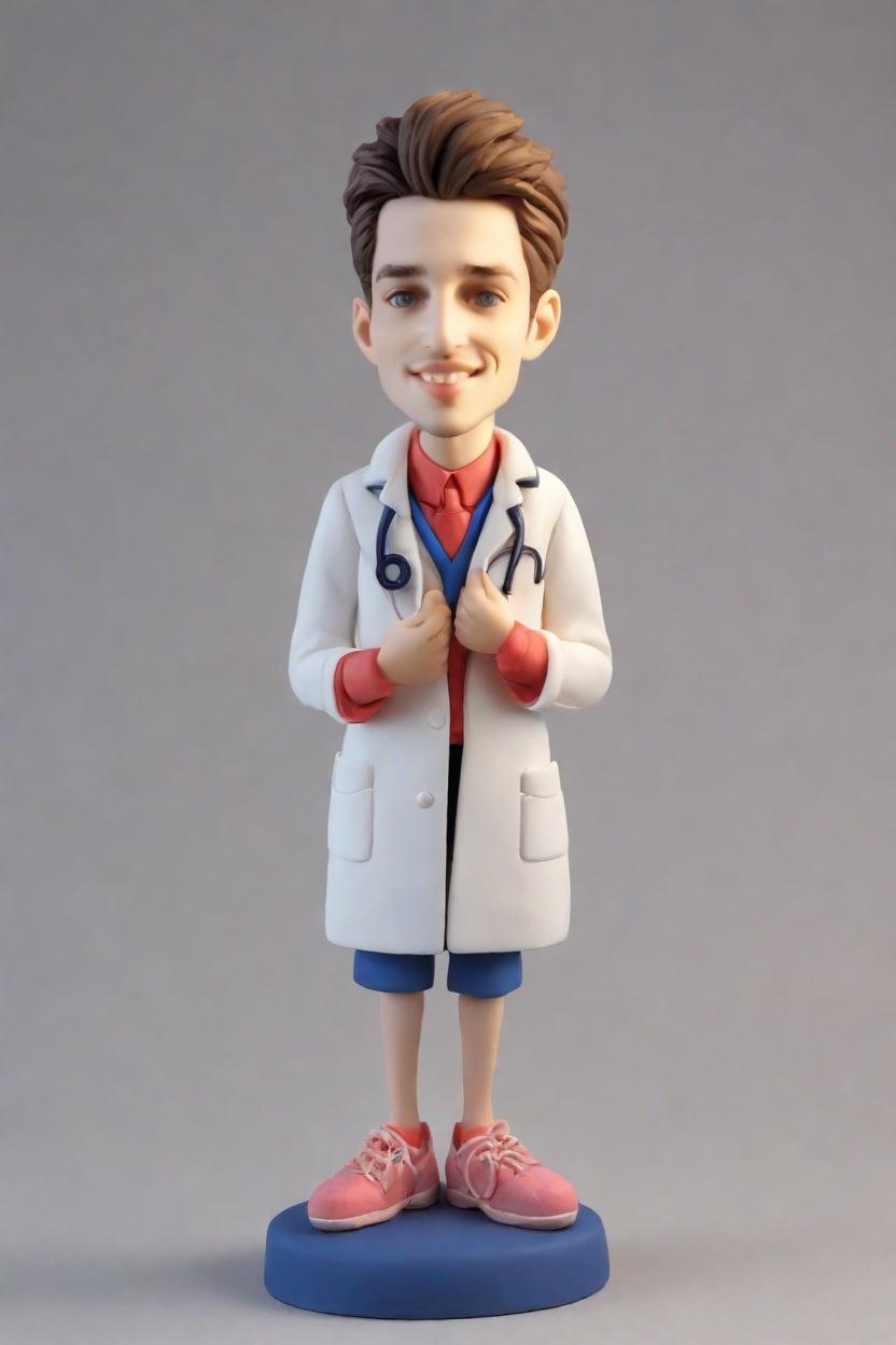 The Doctor's Secret Superpower: A Custom Bobblehead Doll with a Playful Twist,Meet Dr. Superhero: A Lab Coat, Playful Wink, and a Custom Bobblehead Doll Adventure