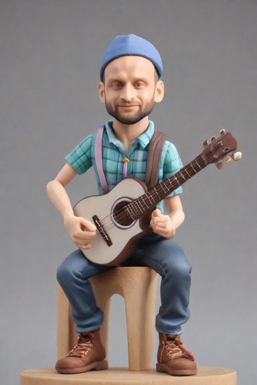 Custom Music Lover Bobblehead Flannel,He Made His Own Bobblehead Doll, Look!