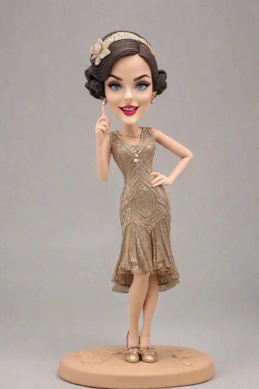 Custom Anniversary Chic Bobblehead,She Created Her Own Flapper Chic Bobblehead