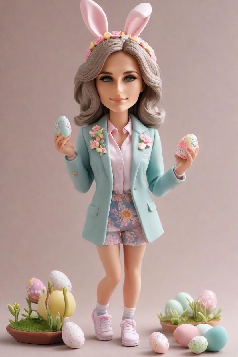 Custom Easter Chic Bobblehead,She’s Got the Easter Spirit! Create Your Own Bobblehead Doll