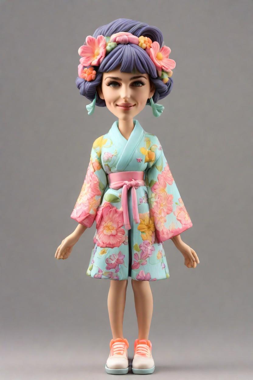 Fusing Fashion and Fun: Discovering the Art of Custom Bobblehead Dolls in Floral Kimonos,She's Got Swag! How I Created My Own Cheeky Wink Bobblehead Doll in a Neon Outfit