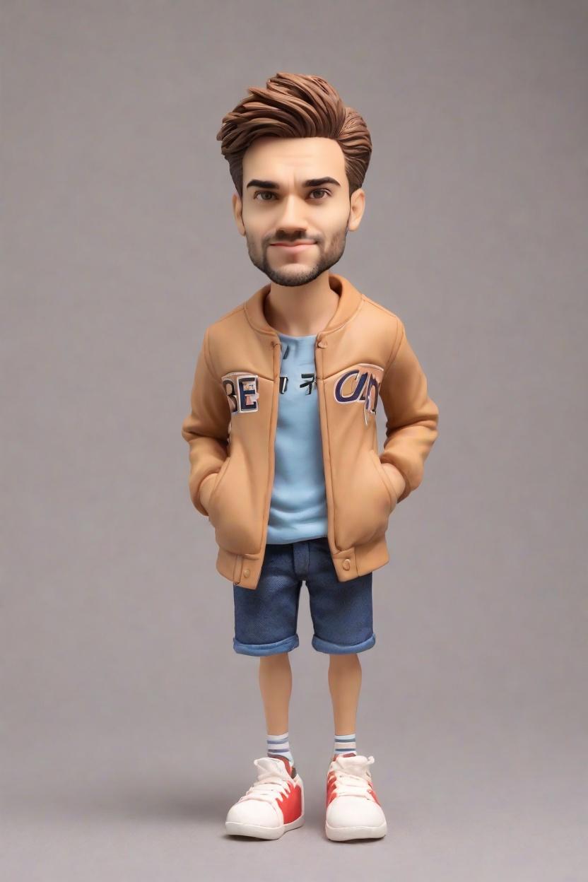 Custom Sports Fanatic Casual Bobblehead,He Made His Own Bobblehead Doll: Casual Cool!