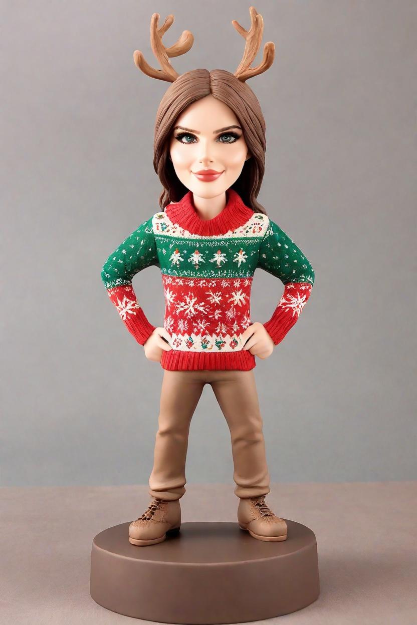 The Ultimate Holiday Gift: How Custom Bobblehead Dolls Are Transforming Ugly Sweater Parties,Meet Sarah, the Ugly Sweater Queen: She's Flexing Her Muscles with a Custom Bobblehead Doll!