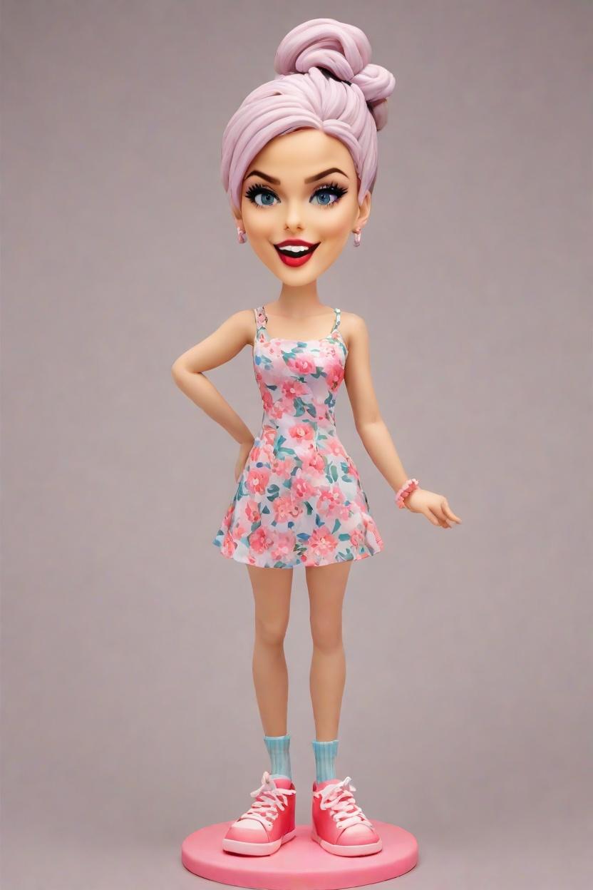 Personalized Custom Bobbleheads: The Ultimate Fashion Statement for Unique Souls,Unleash Your Inner Fashionista: Create Your Own Bobblehead Doll in a Floral Minidress