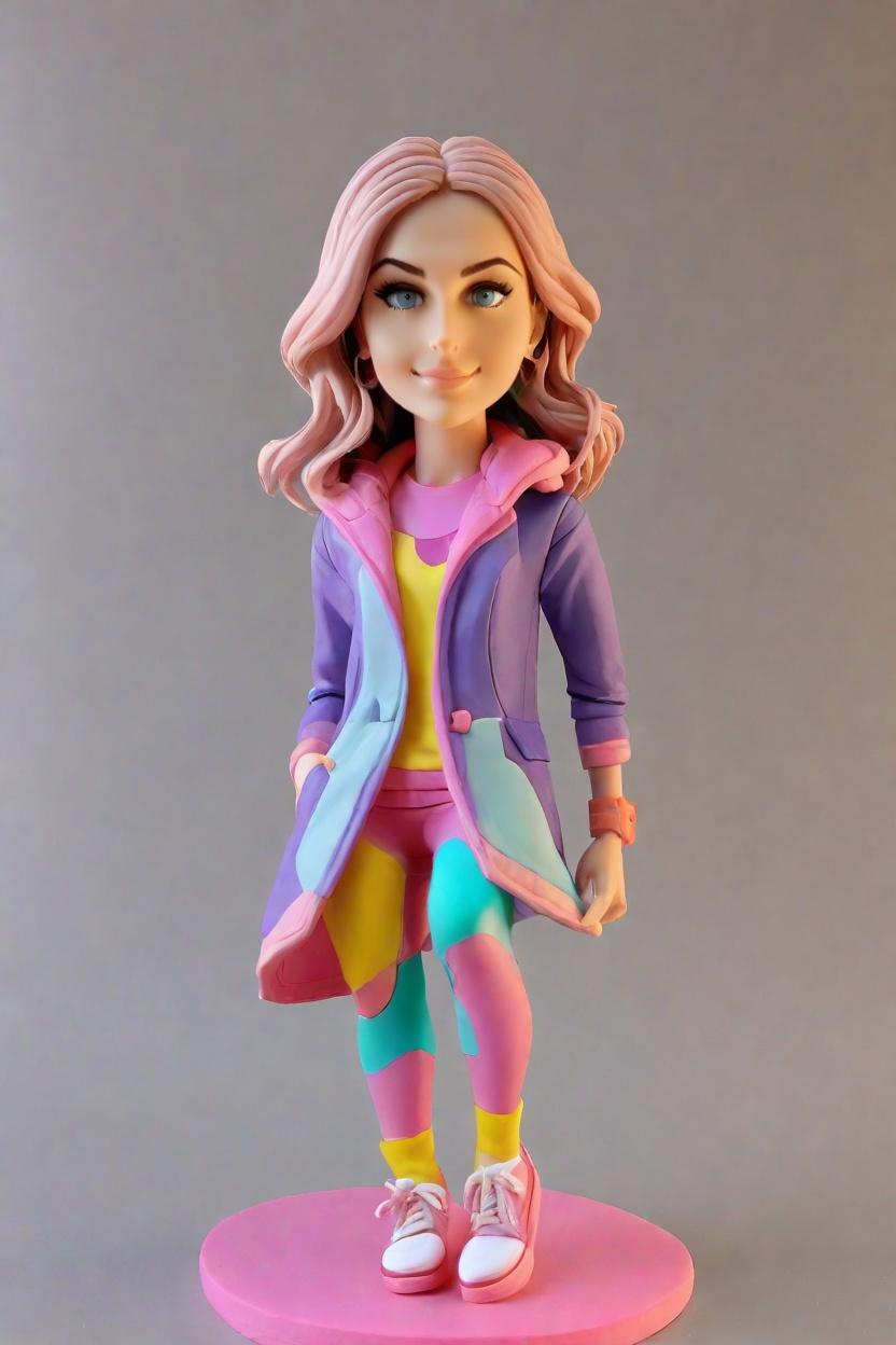 The Ultimate Fashion Statement: Unique Bobble Head Dolls Custom-Made for the Sports Enthusiast,Meet Sarah's Epic Neon Sports Bobblehead: A Casual Lean, Playful Wink Masterpiece!