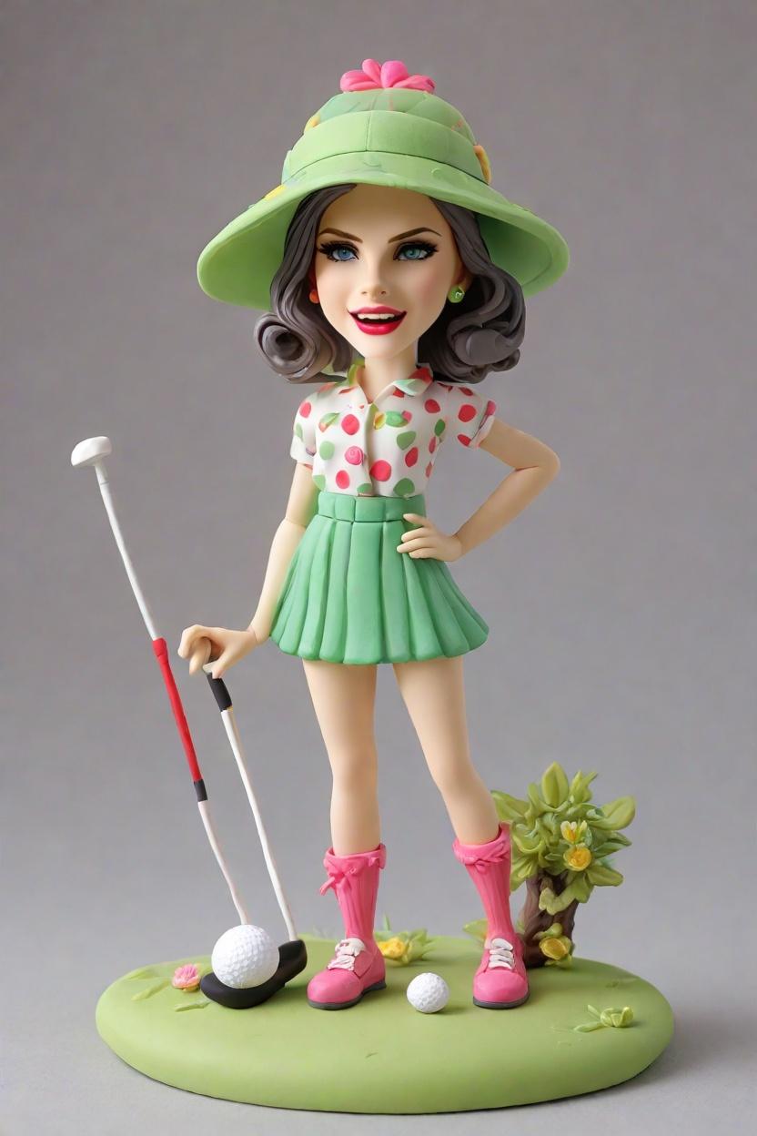 Custom Golfing Getaway Bobblehead,She Created Her Own Playful Golfer Bobblehead!