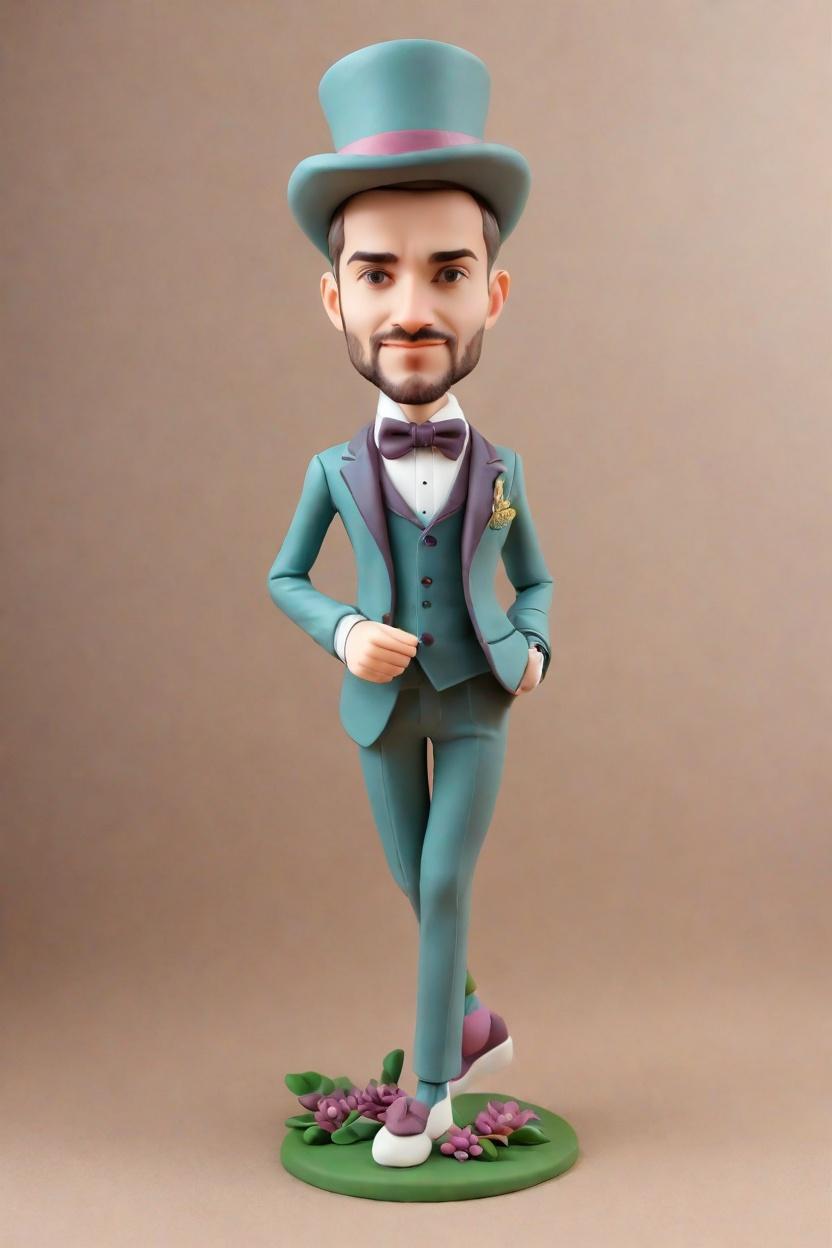 Engagement Chic Custom Bobblehead,He Made His Own Bobblehead Doll for the Big Day!