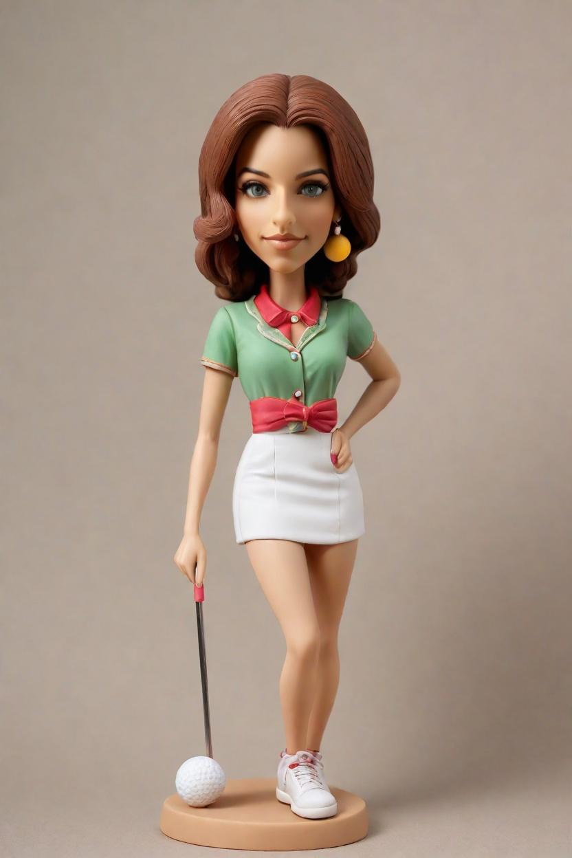 Custom Bobblehead Dolls: The Swinging Golfer's Playful Wink,She Created Her Own Bobblehead Doll and It's the Ultimate Golf Swing Pose!