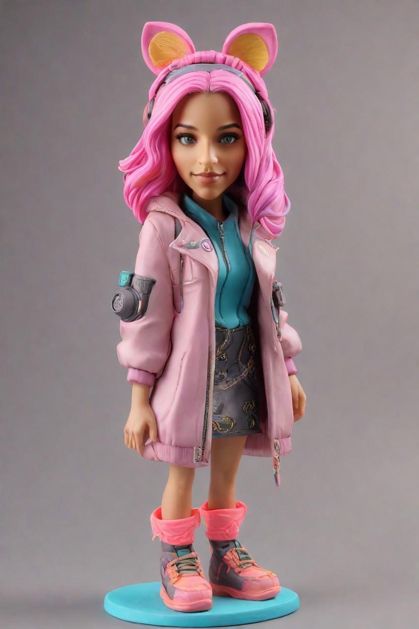 Custom Cyberpunk Gaming Bobblehead,She Created Her Own Cyber-Vibe Gaming Bobblehead!