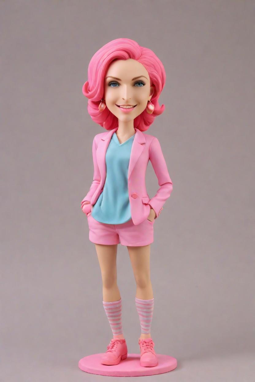 Custom Quirkiness Chic Bobblehead,She’s Winking! My Neon Pink Suit Bobblehead Doll