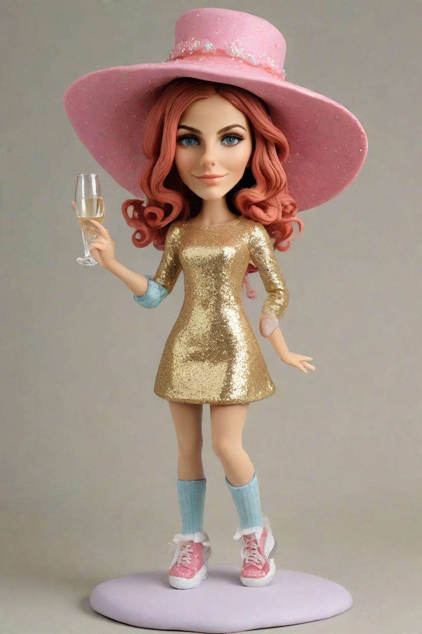 custom New Year's Sparkle bobblehead,She's Unveiling Her New Year's Make Your Own Bobblehead Doll