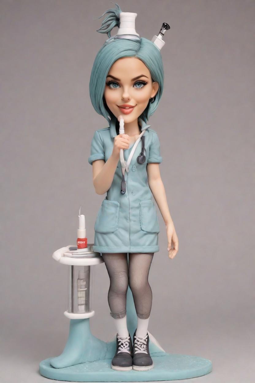 Custom Nurse Playful Injection Bobblehead,She Created a Punk-Rock Nurse Bobblehead!