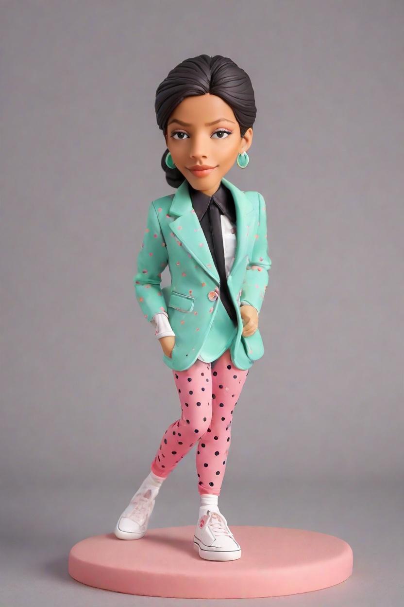 Custom Client Appreciation Cheerful Bobblehead,She Created Her Own Cheerful Wave Bobblehead!
