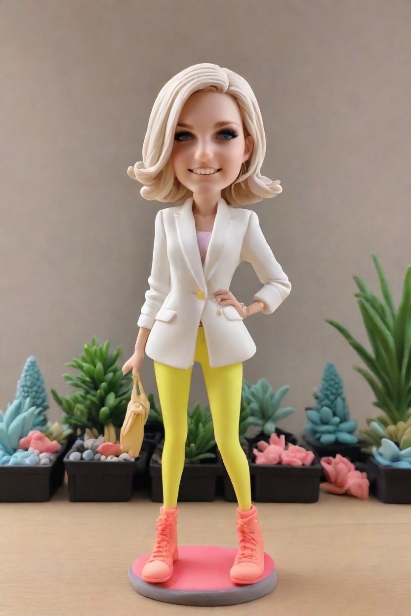 Custom Chic Playful Bobblehead,She's Striking a Wink with Her Custom Bobblehead