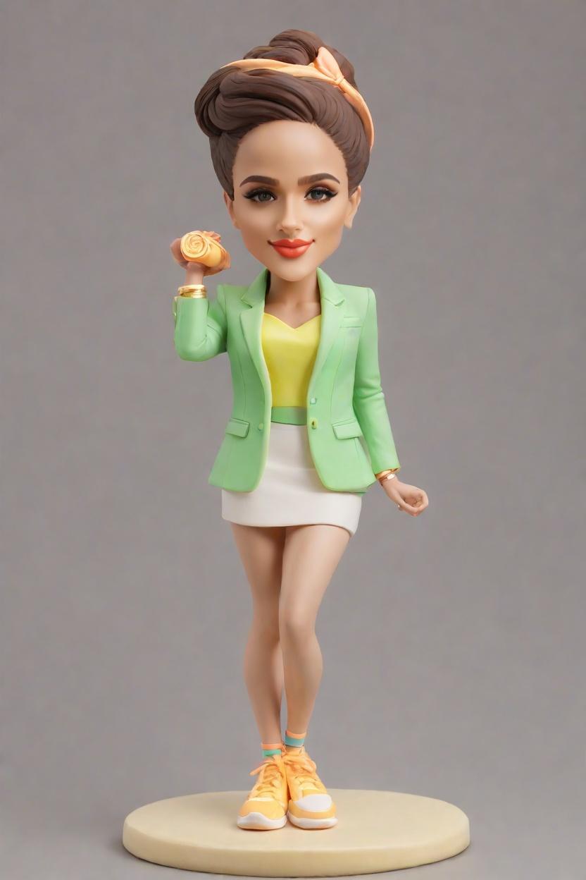 Triumph in Style: The Chic Blazer and Neon Sneaker Achievement Figurine,She's Got the Look: A Fashion-Forward Mini-Me for the Trophy Case