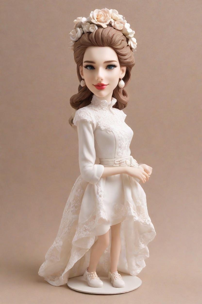 Fashion Forward Figurines: Discovering the Trend of Vintage Lace Bobbleheads with a Modern Twist,She's Got the Moves: My Wedding Bobblehead in Vintage Lace and Converse Sneakers