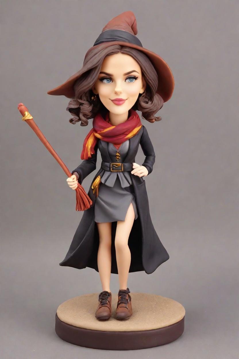 Custom Hogwarts Magic Bobblehead,Emma's Playful Wand Bobblehead