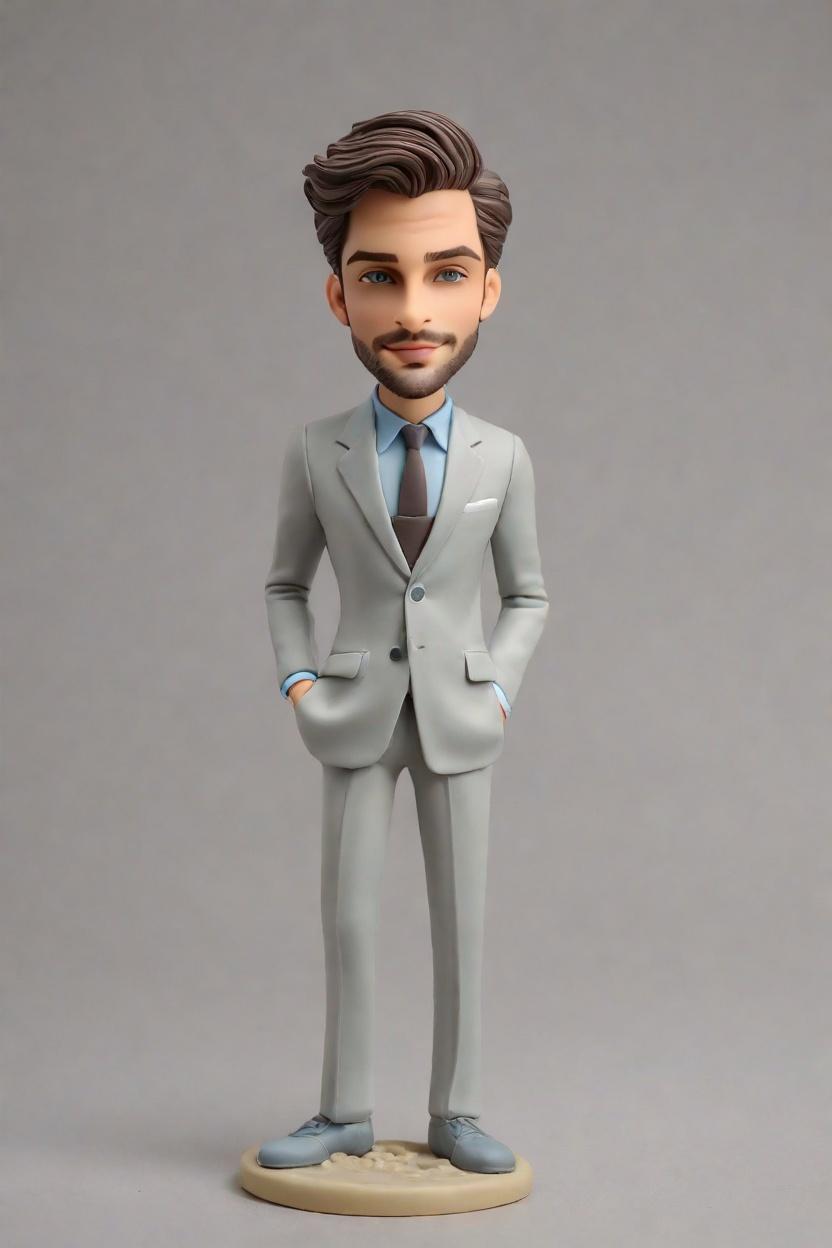 Casual Charm Custom Bobblehead,He Winked! Creating My Playful Suit Bobblehead
