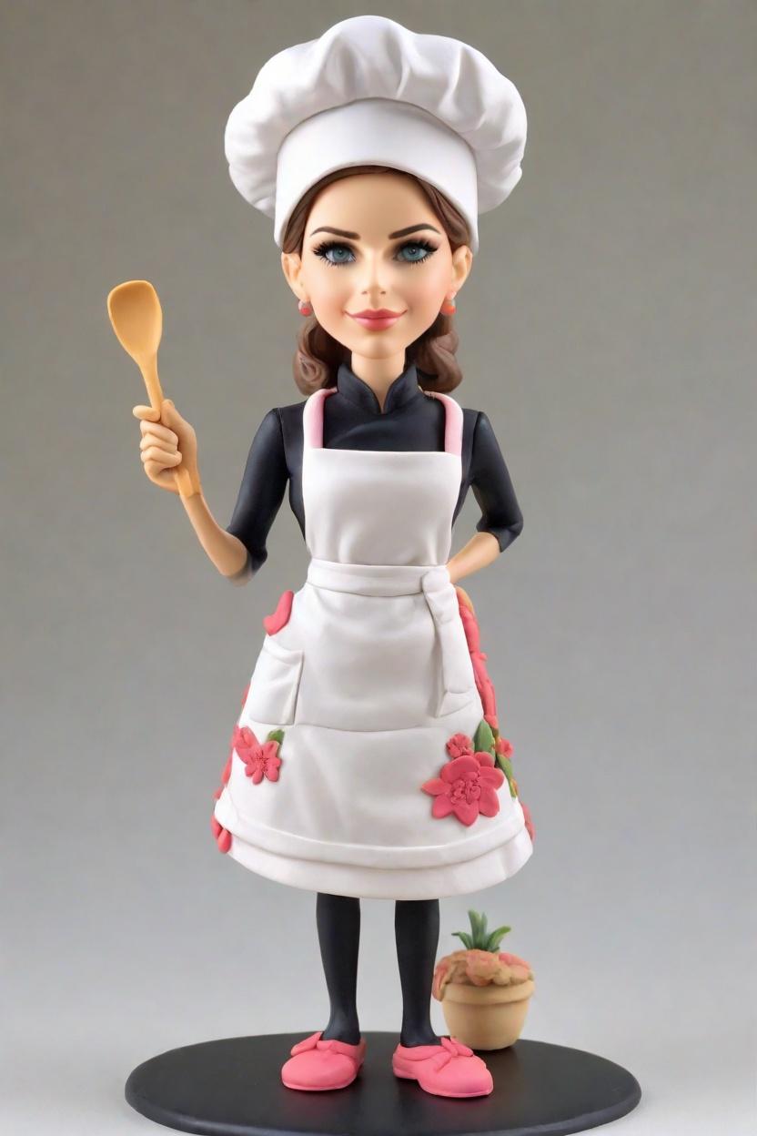 Custom Chef's Kitchen Bobblehead,She Made Her Own Whimsical Chef Bobblehead!