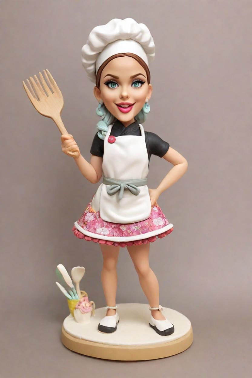 Custom Chef's Whimsy Bobblehead,She's Crafting Her Own Whimsical Chef Bobblehead!