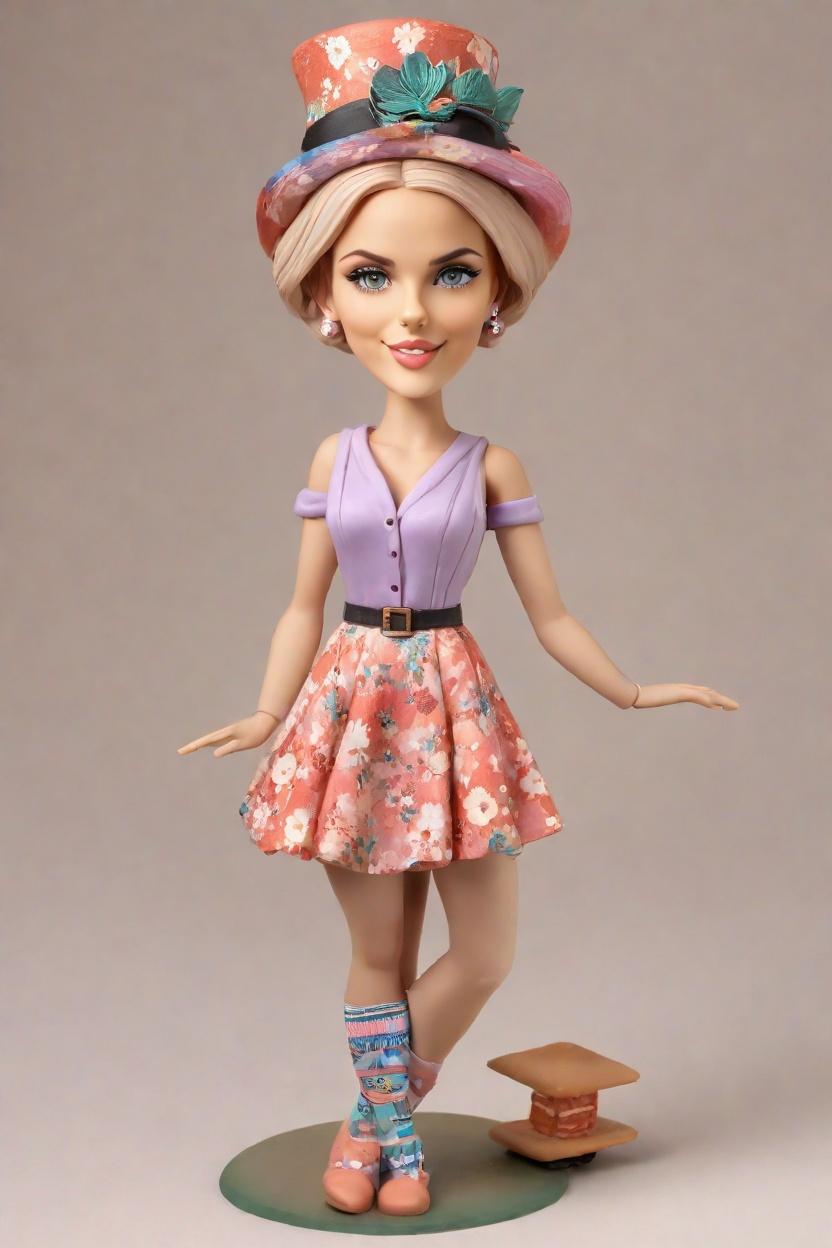 Personalized Custom Bobbleheads: The Ultimate Gift for the Fashionista in Your Life,She's Got Swag: Creating My Own Bobblehead Doll in a Floral Minidress and Top Hat
