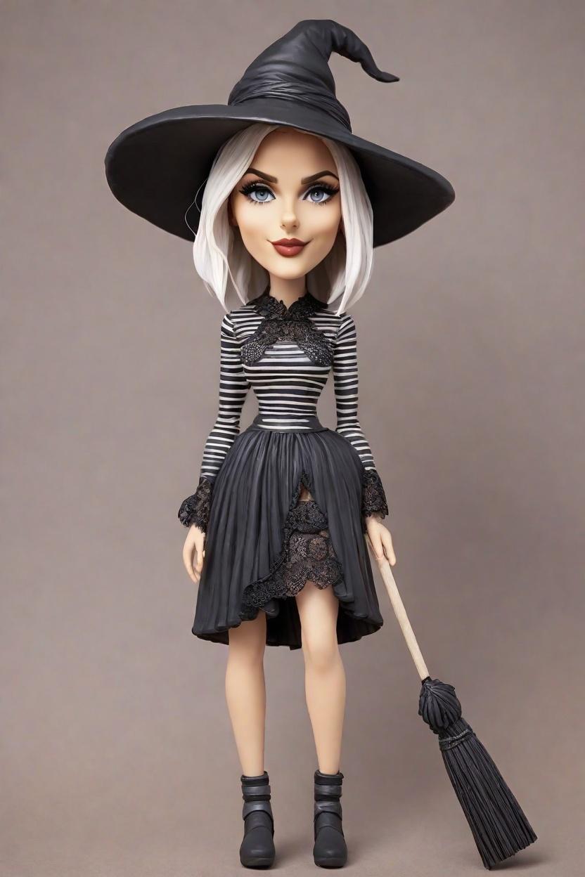 Custom Witchy Halloween Bobblehead,She Created the Ultimate Witch Bobblehead for Halloween