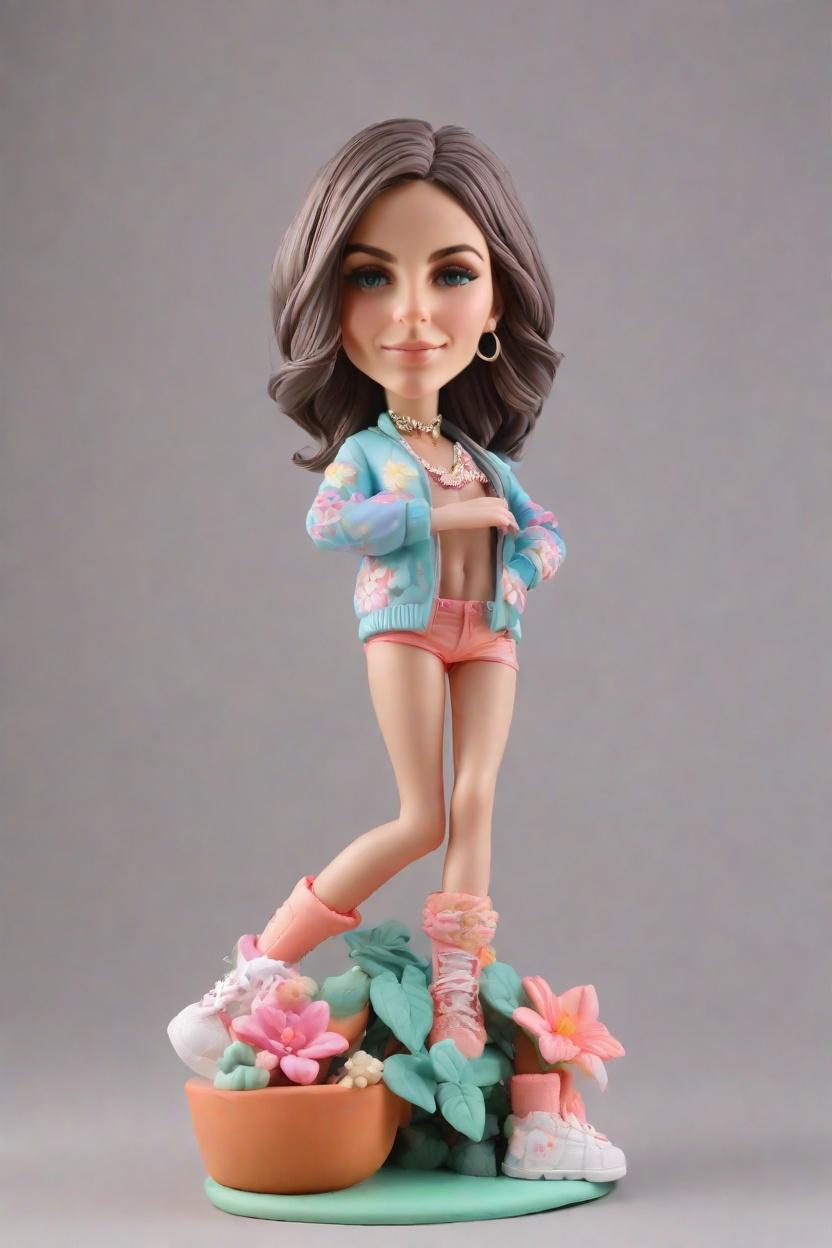 Sassy Stance, Bold Style: The Custom Bobblehead Doll That's Taking the Fashion World by Storm,Meet My New Fashion Icon: Creating My Own Bobblehead Doll in a Floral Bomber Jacket!