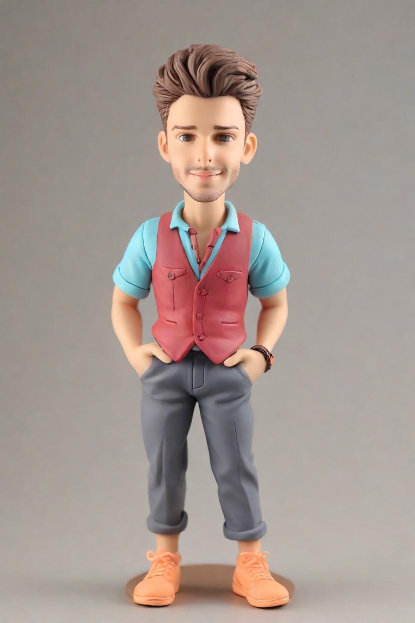 The Ultimate Neon-Loving Bobblehead: A Unique Gift for the Office Rebel,Check Out This Dude's Neon Bobblehead: Casual Lean, Cargo Shorts, and All!