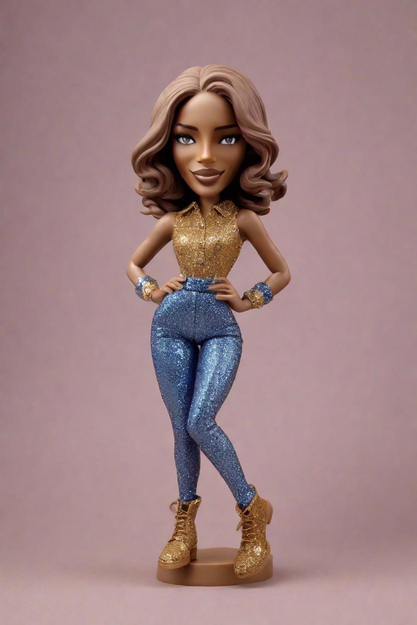 custom Star Pose Glittery bobblehead,She's Striking a Pose with a Custom Bobblehead!
