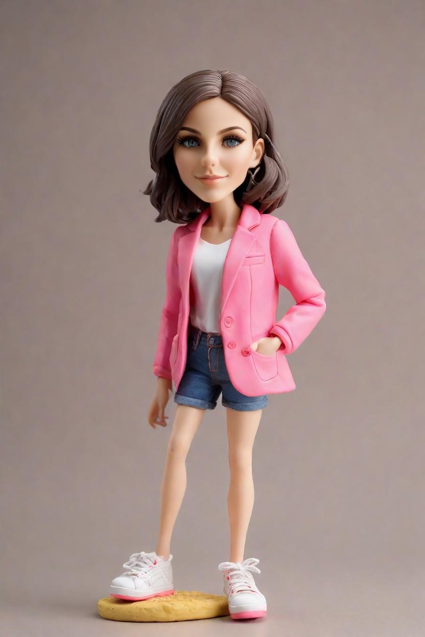 Trend Alert: Custom Bobblehead Dolls as the New Statement Piece in Personalized Fashion,She Did It! Creating Her Own Bobblehead Doll in Neon Pink Blazer: A Social Media Success Story