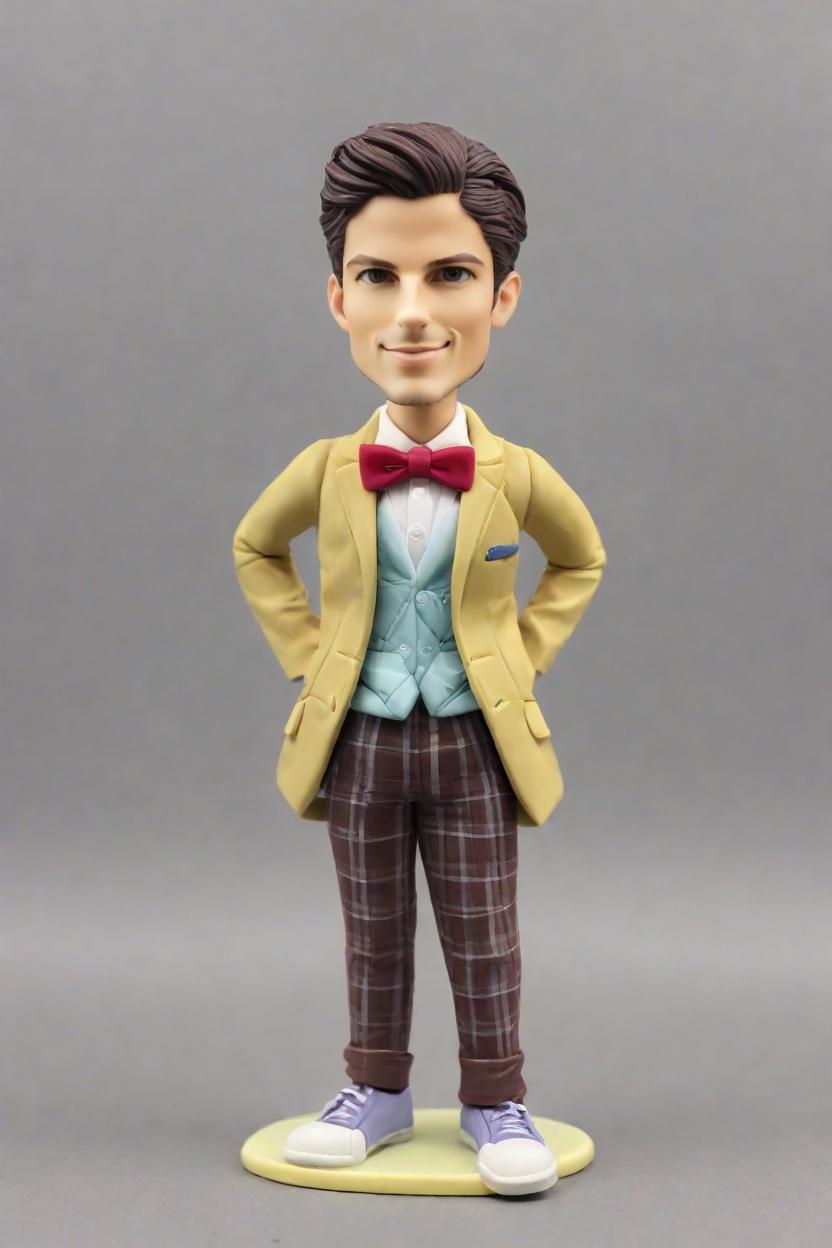 Custom Engagement Charming Bobblehead,He Made His Own Bobblehead Doll for the Big Day!