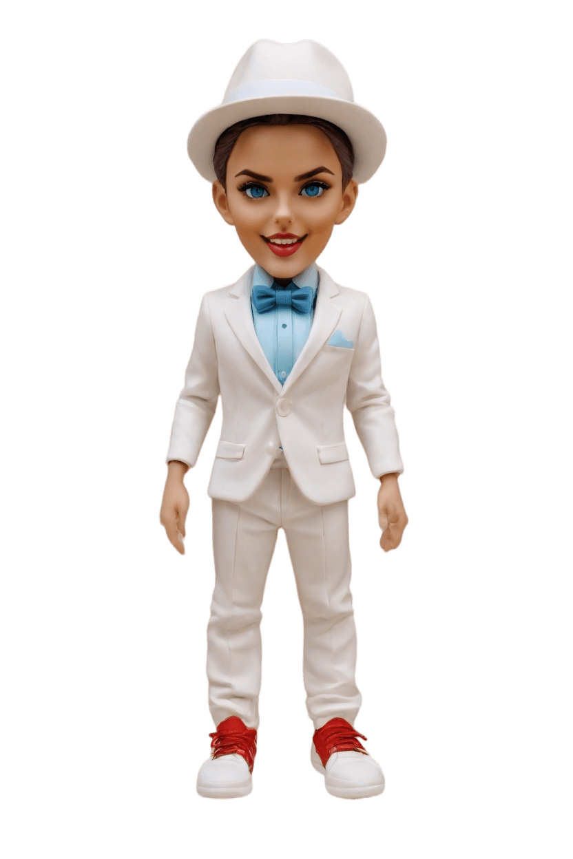 Custom Recognition Chic Bobblehead,She Created Her Own Confident Trophy-Holding Bobblehead