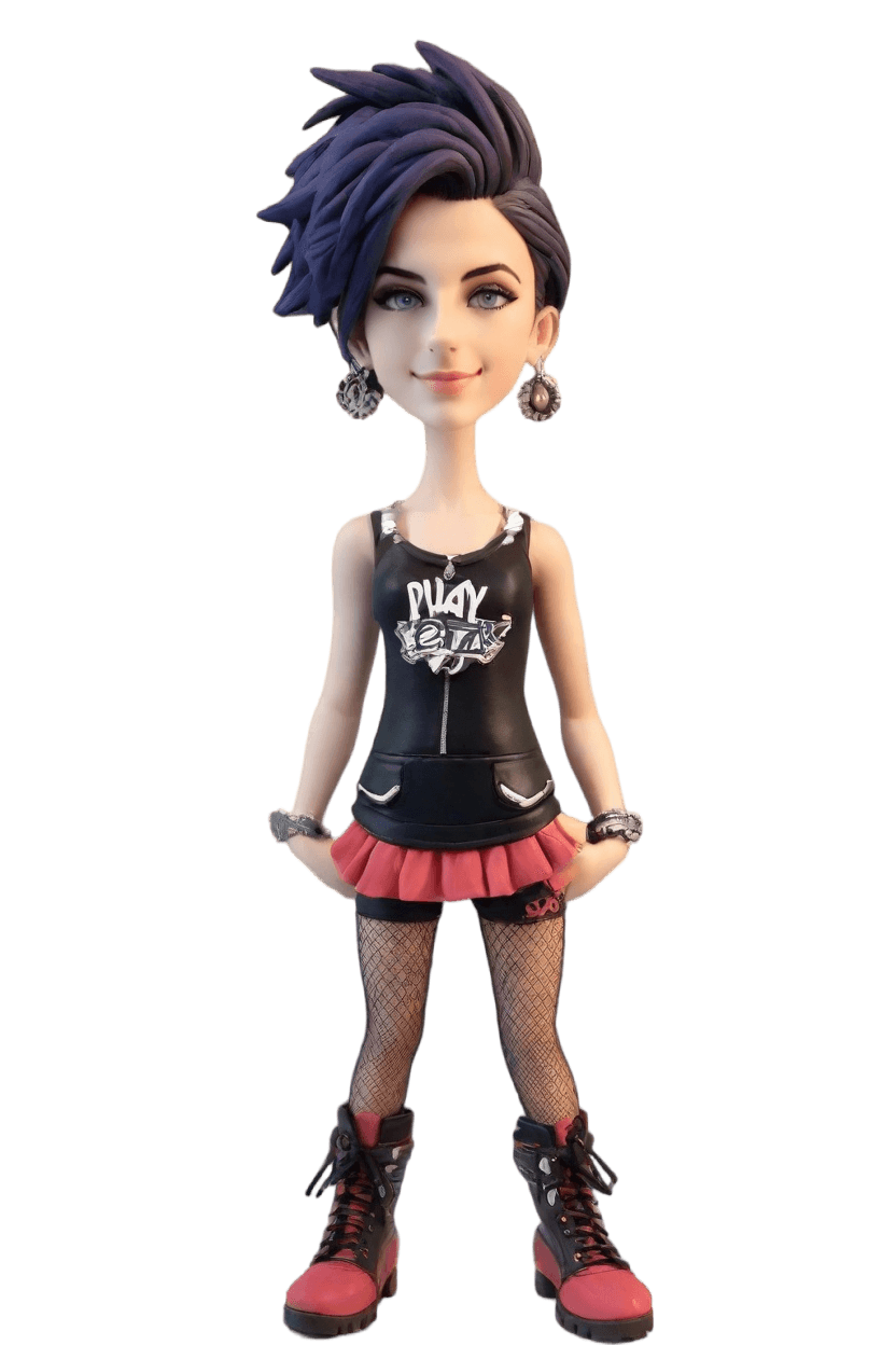 Custom Sports Star Punk-rock Bobblehead,She Nailed Her Punk-rock Swing: Create Your Own Bobblehead