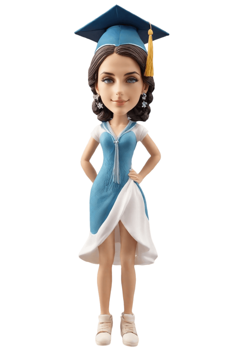 custom Graduation Triumph futuristic bobblehead,She Just Made Her Own Bobblehead in a Futuristic Gown!
