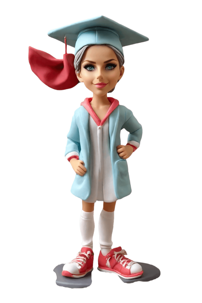 Custom Graduation Playful Bobblehead,She's Making Her Own Bobblehead Doll: Grad Day Fun!