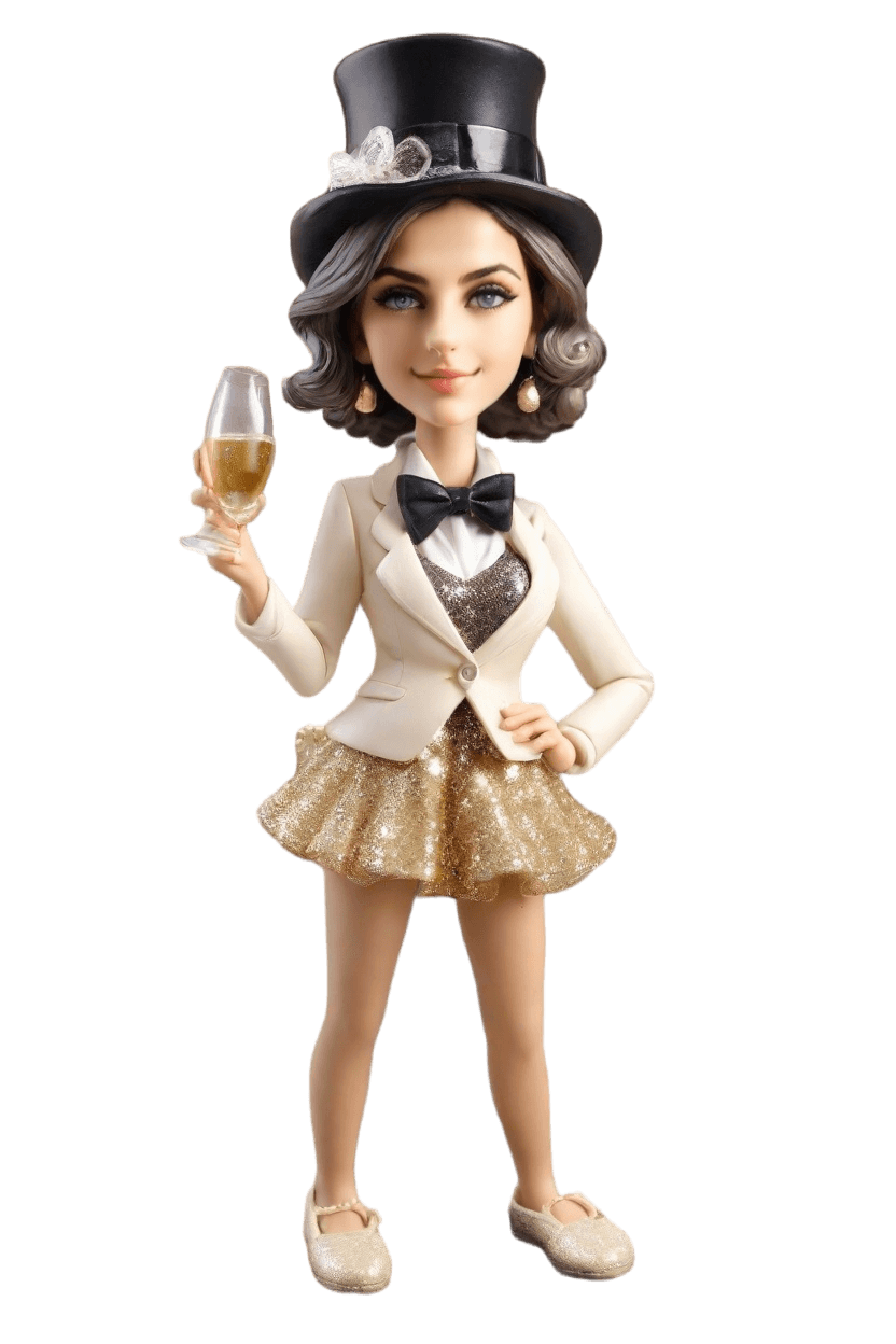 Custom New Year's Sparkle Bobblehead,She Created a New Year's Eve Bobblehead Doll!