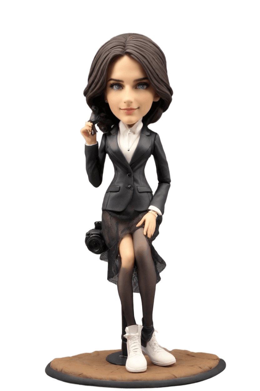 Custom Spy Stealth Bobblehead,She Created a Spy Bobblehead Doll for Her Secret Agent Birthday