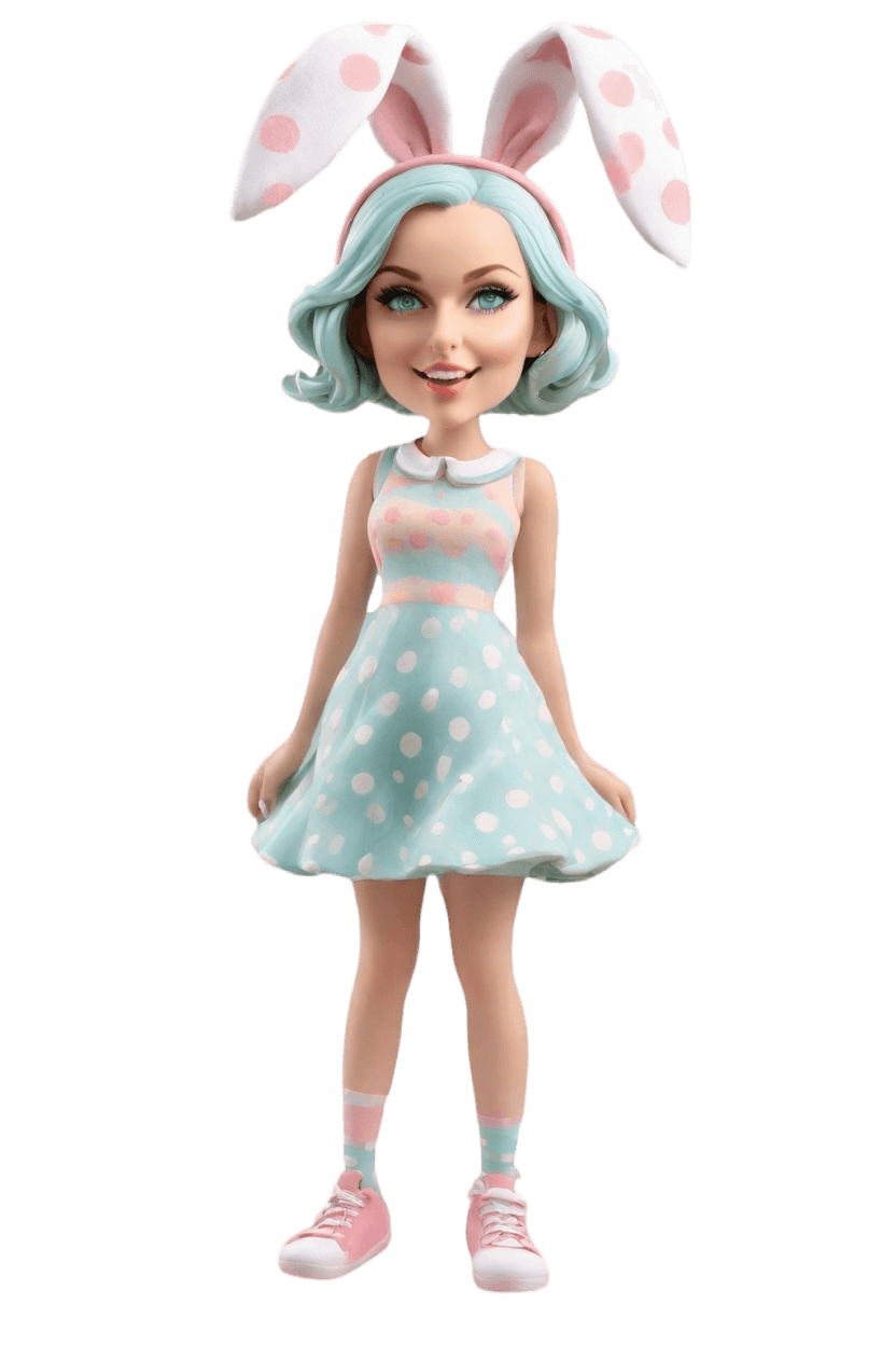 Custom Easter Cheeky Bobblehead,She Created Her Own Easter Bunny Bobblehead!