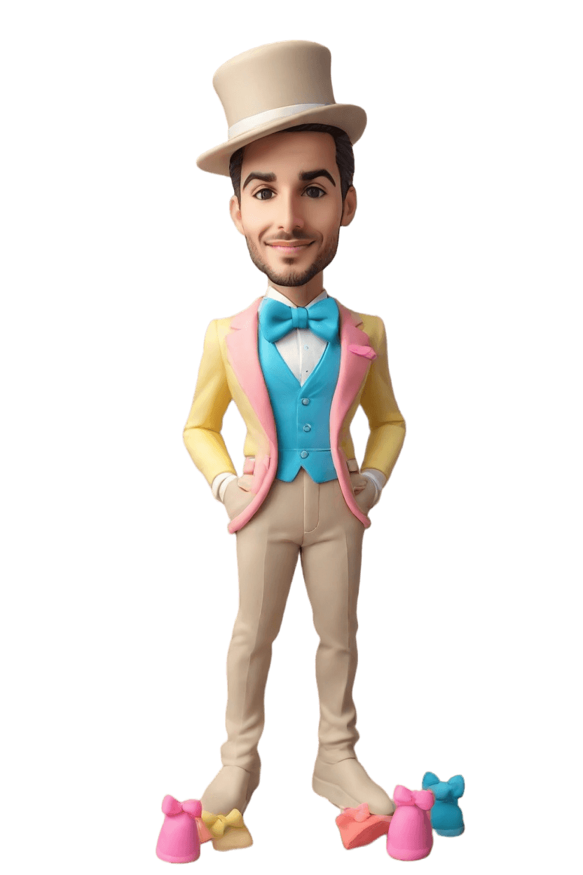 Custom Casual Charm Bobblehead,He Just Created His Own Playful Bobblehead!