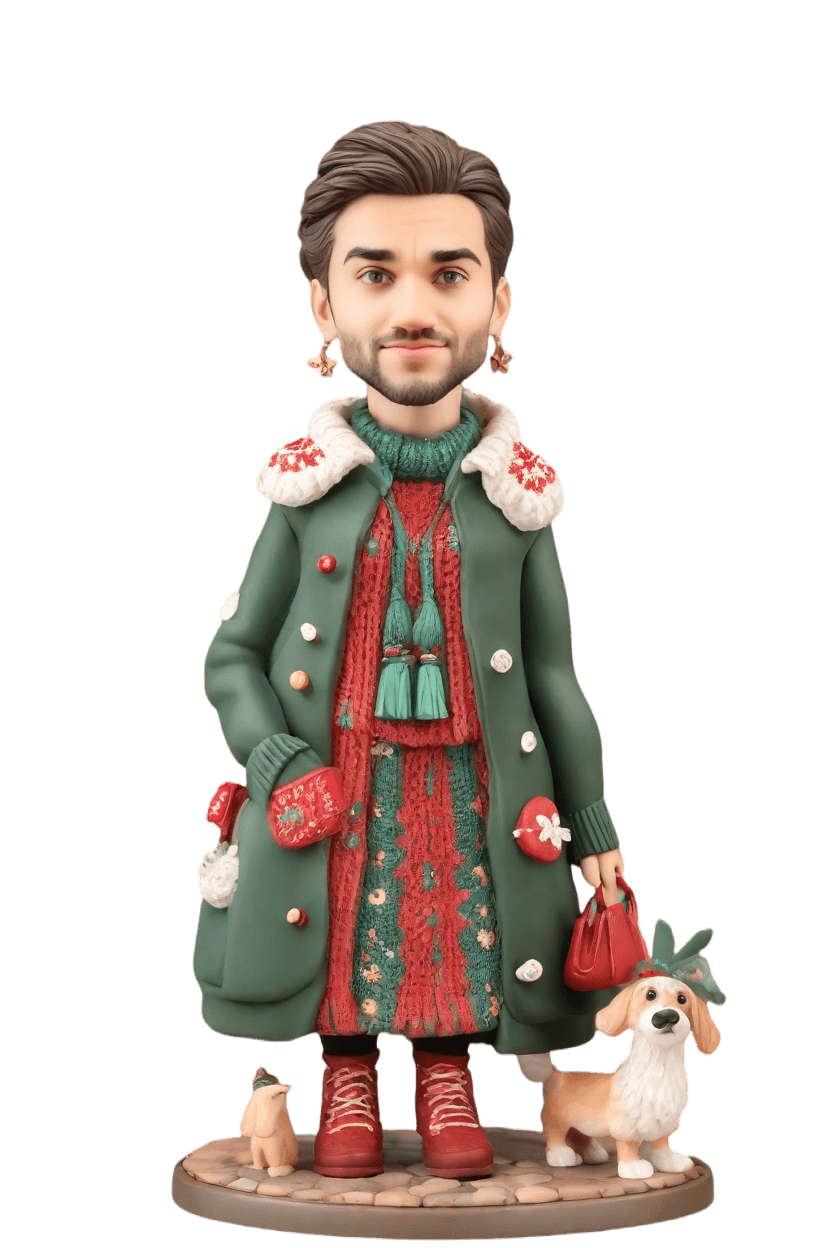 Custom Christmas Market Charm Bobblehead,He Made His Own Festive Bobblehead Doll!