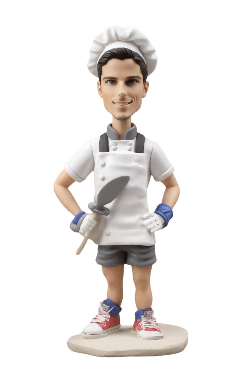 Custom Chef's Casual Bobblehead,He Made His Own Superhero Chef Bobblehead!