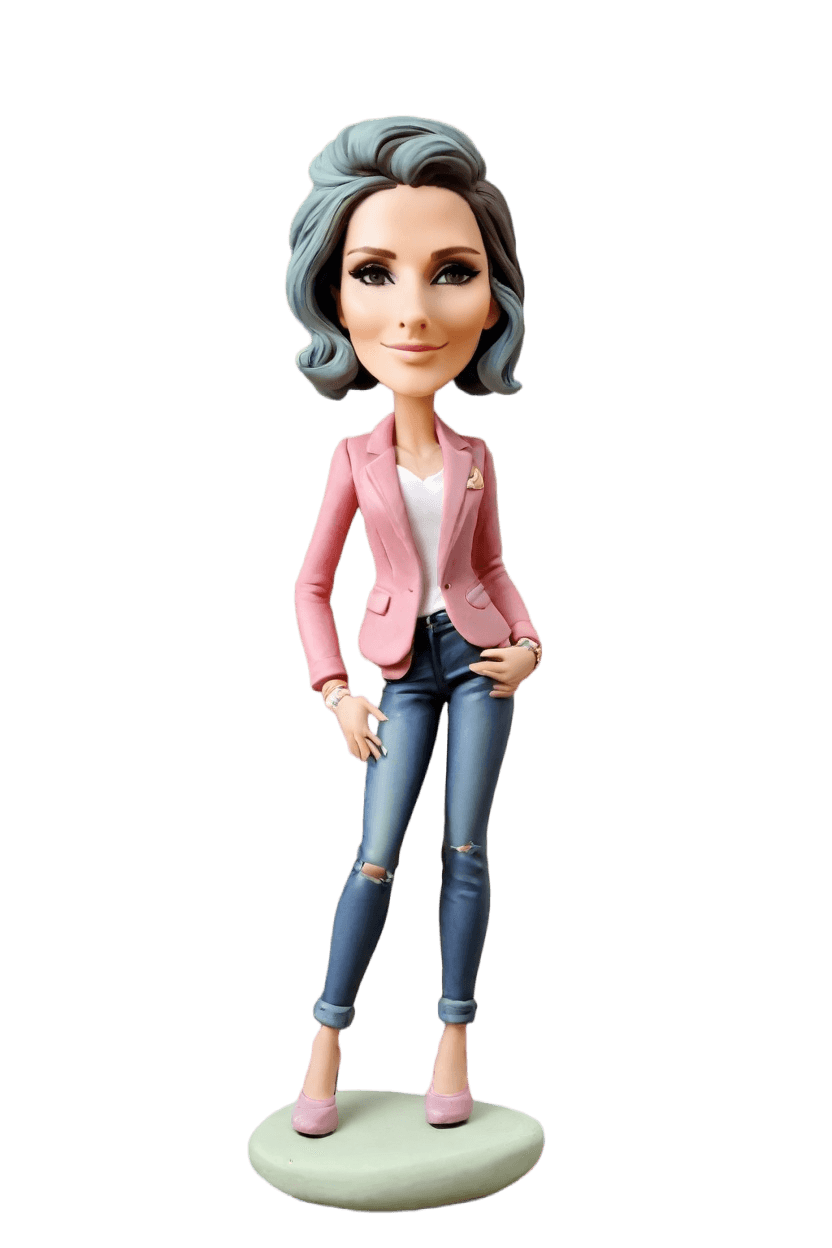 Custom Business Confidence Bobblehead,She Created Her Own Confident Businesswoman Bobblehead!