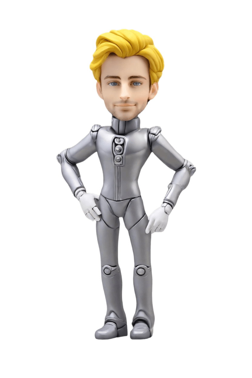 Custom Tech Expo Figurine Bobblehead,He Just Created His Own Retro Robot Bobblehead!