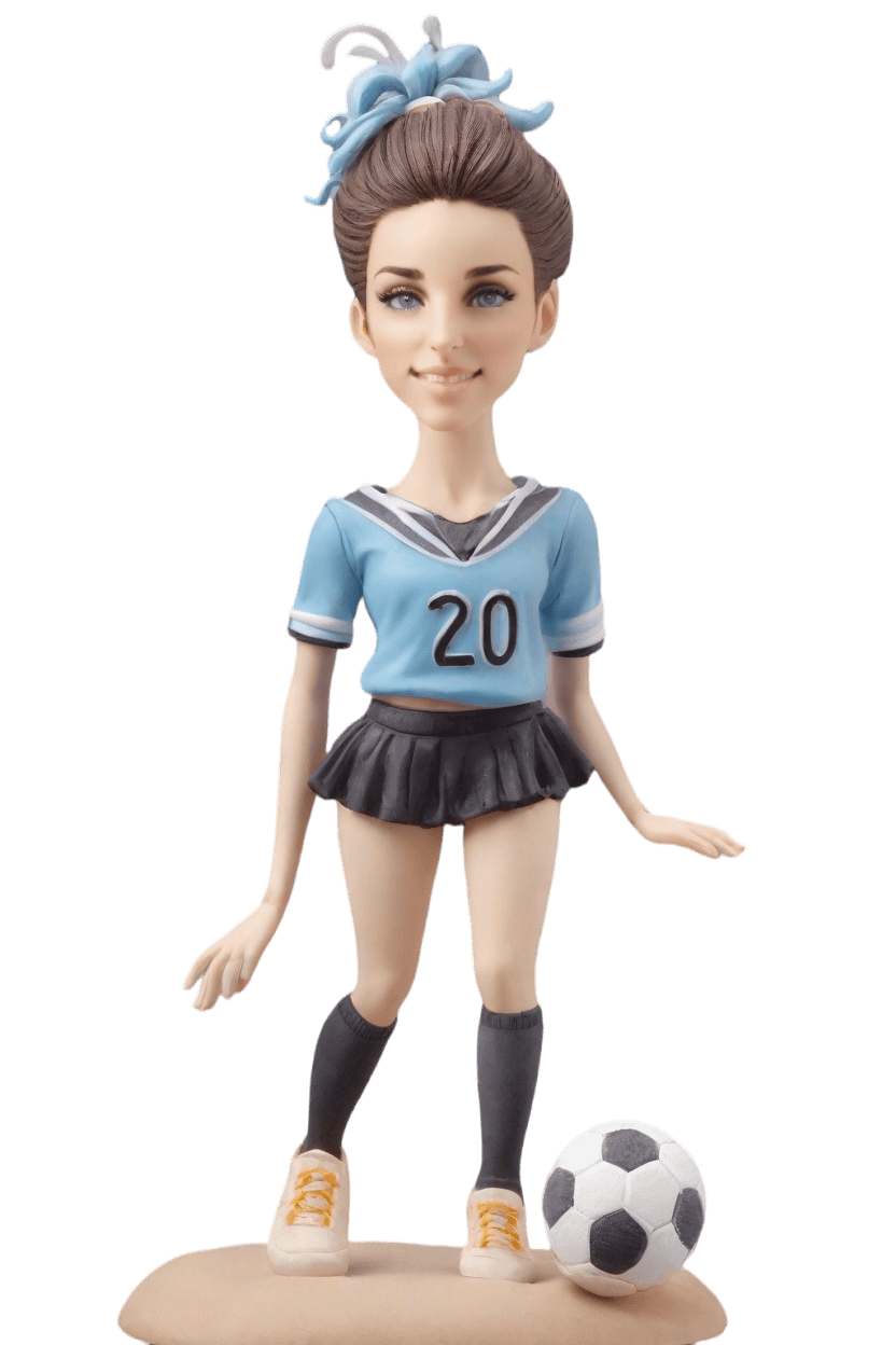 Custom Kicking Soccer Figurine Bobblehead,She's Making Her Own Bobblehead Doll in a Tutu!