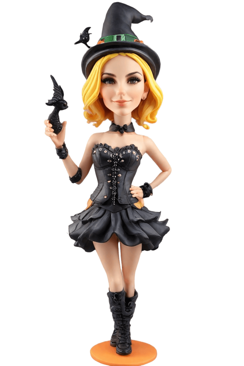 custom Witchy Wave Figurine Bobblehead,She's Crafting Her Magic: Make Your Own Bobblehead Doll