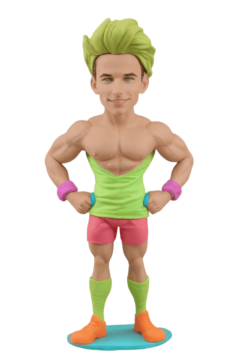 Custom Fitness Flexing Bobblehead,John Just Created His Playful Wink Bobblehead!